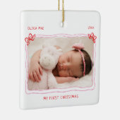Ornement En Céramique First Christmas Baby Hand Drawn Bow Frame (Droite)