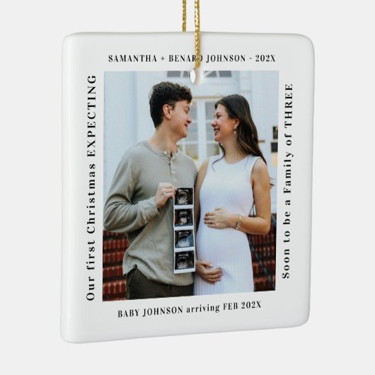 Ornement En Céramique First Christmas Expecting Pregnancy Announcement (Droite)