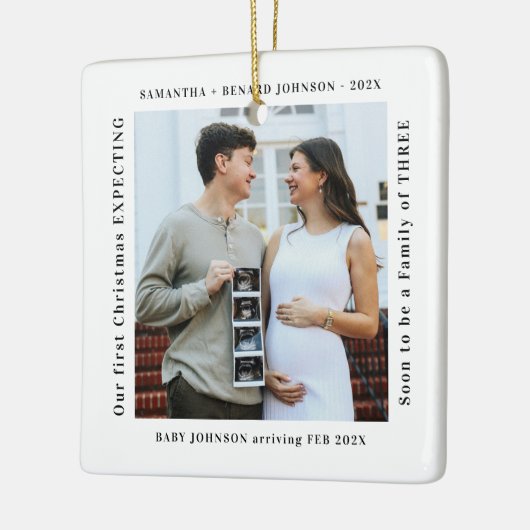 Ornement En Céramique First Christmas Expecting Pregnancy Announcement (Gauche)
