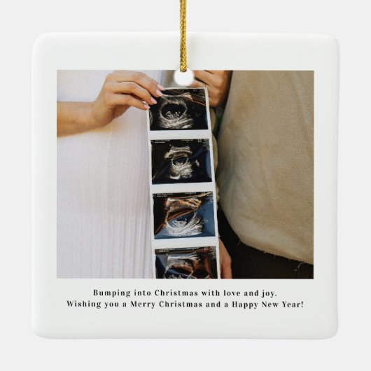 Ornement En Céramique First Christmas Expecting Pregnancy Announcement (Dos)