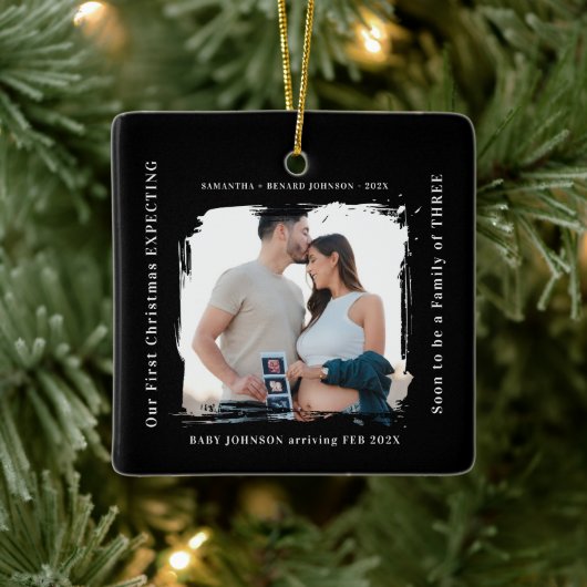Ornement En Céramique First Christmas Expecting Pregnancy Announcement (Arbre)