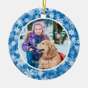 Ornement En Céramique Flèche de neige en bleu et blanc, deux photos, deu