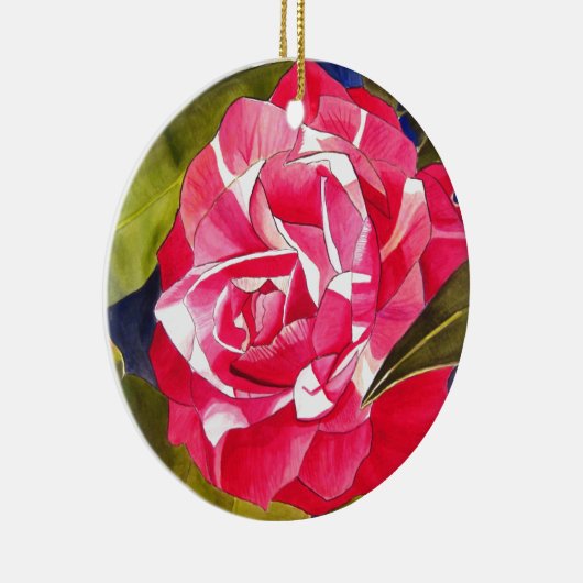 Ornement En Céramique Fleur d'art aquarelle Camélia rose vif (Droite)