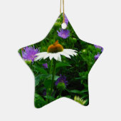 Ornement En Céramique Fleur de cône blanc, fleurs pourpres et papillon (Droite)