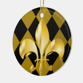 Ornement En Céramique Fleur de Lis/noir + or (Gauche)