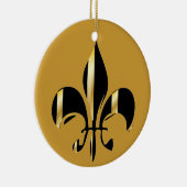 Ornement En Céramique Fleur de Lis/noir + or (Droite)