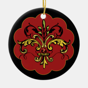 Ornement En Céramique Fleur de lis Xmas - rouge