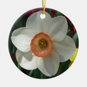 Ornement En Céramique Fleur de printemps de jonquille rose