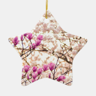 Ornement En Céramique Fleur de printemps rose pourpre en floraison