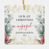 Ornement En Céramique Fleur Monoline verte Premier Noël Engagé (Devant)