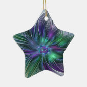 Ornement En Céramique Fleur vert violet Art Abstrait moderne Fractal (Droite)