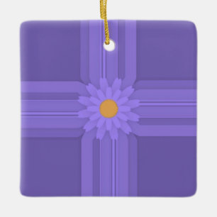 Ornement En Céramique Fleur violette simple sur Cross Modern