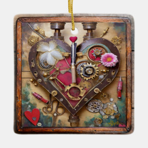 Ornement En Céramique Fleurs au rouge à lèvres Cœur Série Steampunk