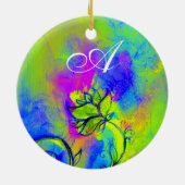 Ornement En Céramique FLEURS BLANCHES MONOGRAM rose jaune violet bleu (Dos)