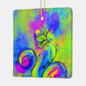 Ornement En Céramique FLEURS BLANCHES rose jaune violet, bleu (Gauche)