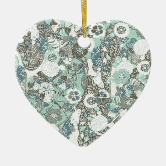 Ornement En Céramique Fleurs Brown bleues Abstraites (Devant)