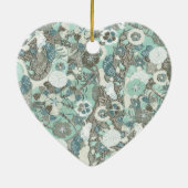 Ornement En Céramique Fleurs Brown bleues Abstraites (Dos)