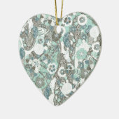 Ornement En Céramique Fleurs Brown bleues Abstraites (Gauche)