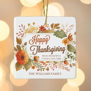 Ornement En Céramique Fleurs d'automne du Bon thanksgiving d'affaires pe