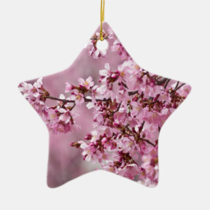Ornement En Céramique Fleurs de Cerisier Sakura Pastel Rose Calquees
