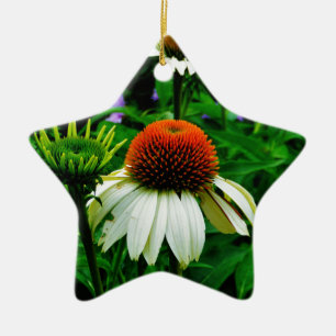 Ornement En Céramique Fleurs de cônes blanches et orange