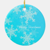 Ornement En Céramique Fleurs de neige de Noël bleu et blanc (Dos)