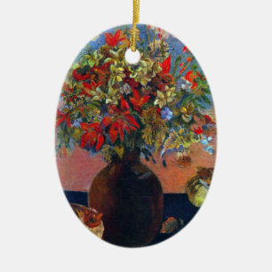 Ornement En Céramique Fleurs et Chats par Paul Gauguin, Beaux-Arts Vinta