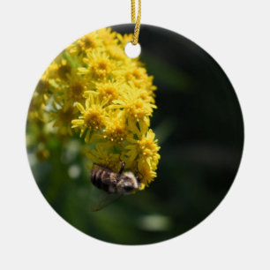 Ornement En Céramique Fleurs Jaunes Bee Bumblebee Nature Photographie