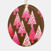 Ornement En Céramique Fleurs modernes arbres de Noël - corail & brun (Gauche)