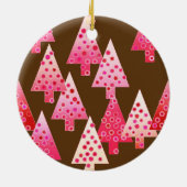 Ornement En Céramique Fleurs modernes arbres de Noël - corail & brun (Dos)