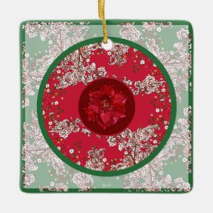 Ornement En Céramique Fleurs pour Noël