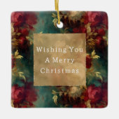 Ornement En Céramique Fleurs rouges blanches vertes (Devant)