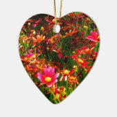 Ornement En Céramique Fleurs sauvages rose et jaune pâle (Gauche)