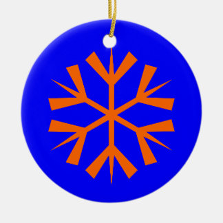 Ornement En Céramique Flocon de neige bleu et orange