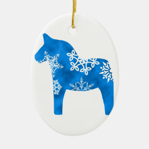 Ornement En Céramique Flocon de neige de cheval de Dala
