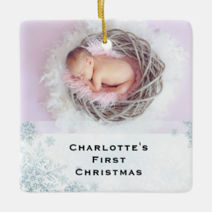 Ornement En Céramique Flocon de neige en cristal Photo de bébé pour le