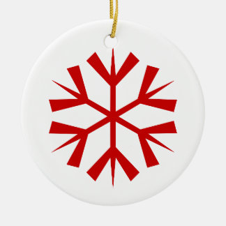 Ornement En Céramique Flocon de neige rouge et blanc