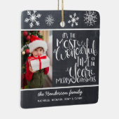 Ornement En Céramique Flocon de neige rustique Joyeux Noël (Droite)