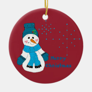Ornement en céramique flocons de neige bonhomme de