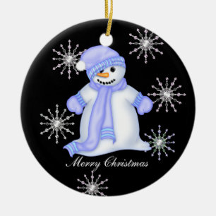 Ornement En Céramique Flocons de neige de Noël de bonhomme de neige