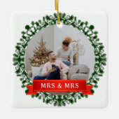 Ornement En Céramique Floral Elegant Notre premier Noël en tant que Mr & (Devant)