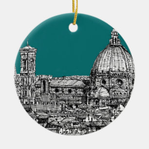 Ornement En Céramique Florence en turquoise