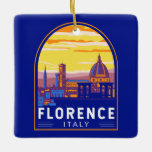 Ornement En Céramique Florence Italie Travel Art Vintage<br><div class="desc">Design vectoriel de Florence. Florence,  capitale de la Toscane italienne,  abrite de nombreux chefs-d'oeuvre de l'art et de l'architecture de la Renaissance.</div>