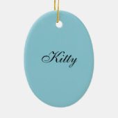 Ornement En Céramique Fluffy Grey Chat sur Arrière - plan bleu (Dos)