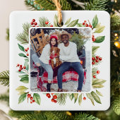 Ornement En Céramique Foliole rouge et vert Noël