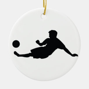 Ornement En Céramique Football Soccer Noir Silhouette