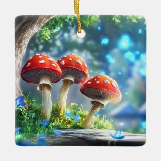 Ornement En Céramique Forêt de Champignons (Devant)