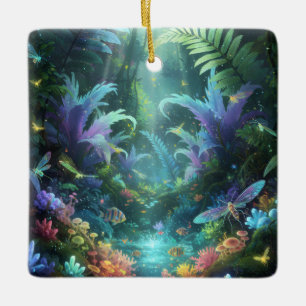 Ornement En Céramique Forêt de la Jungle Magique Enchantée à Bioluminesc