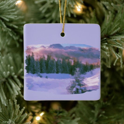 Ornement En Céramique Forêt D'Hiver Firs Purple Lumière Reflétant Sur La (Arbre)