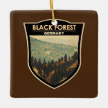 Ornement En Céramique Forêt Noire Allemagne Voyage Art Vintage<br><div class="desc">Forêt Noire dans un style d'art vectoriel. La Forêt-Noire est une région montagneuse du sud-ouest de l'Allemagne,  à la frontière avec la France.</div>